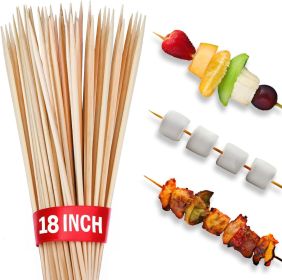 100pcs 18" long Bamboo Skewers Sticks for BBQ Kabob Grilling Barbecue Marshmallow Roasting Stick 4mm Thick Wooden Skewer Smore Sticks Craft (18 i