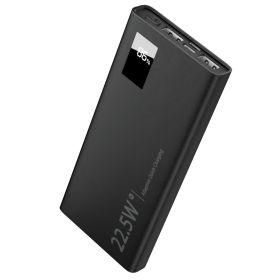 1Pc 1W Mah Power Bank Portable Charger External Battery Pack 22.5W Super Fast Charging PD QC 3.0 With LED Display Fit For IOS Phone (Option: Black)