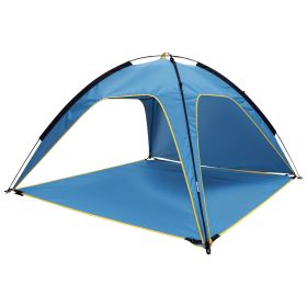 1Pc 4-6 Person Beach Tent Canopy  With 3 Door Openings Carry Bag UPF50 Waterproof  For Beach Picnic Camping Hiking Adventure Fishing (Option: Blue)