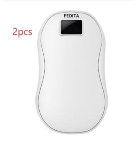 Large Capacity Double-sided Heating Digital Display USB Charging Portable Hand Warmer (Option: N20 White-2PCS)