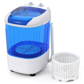 Portable Mini Semi-automatic Washing Machine with Spin Tub and Drain Hose 2.5 kg Capacity (Color: Blue)